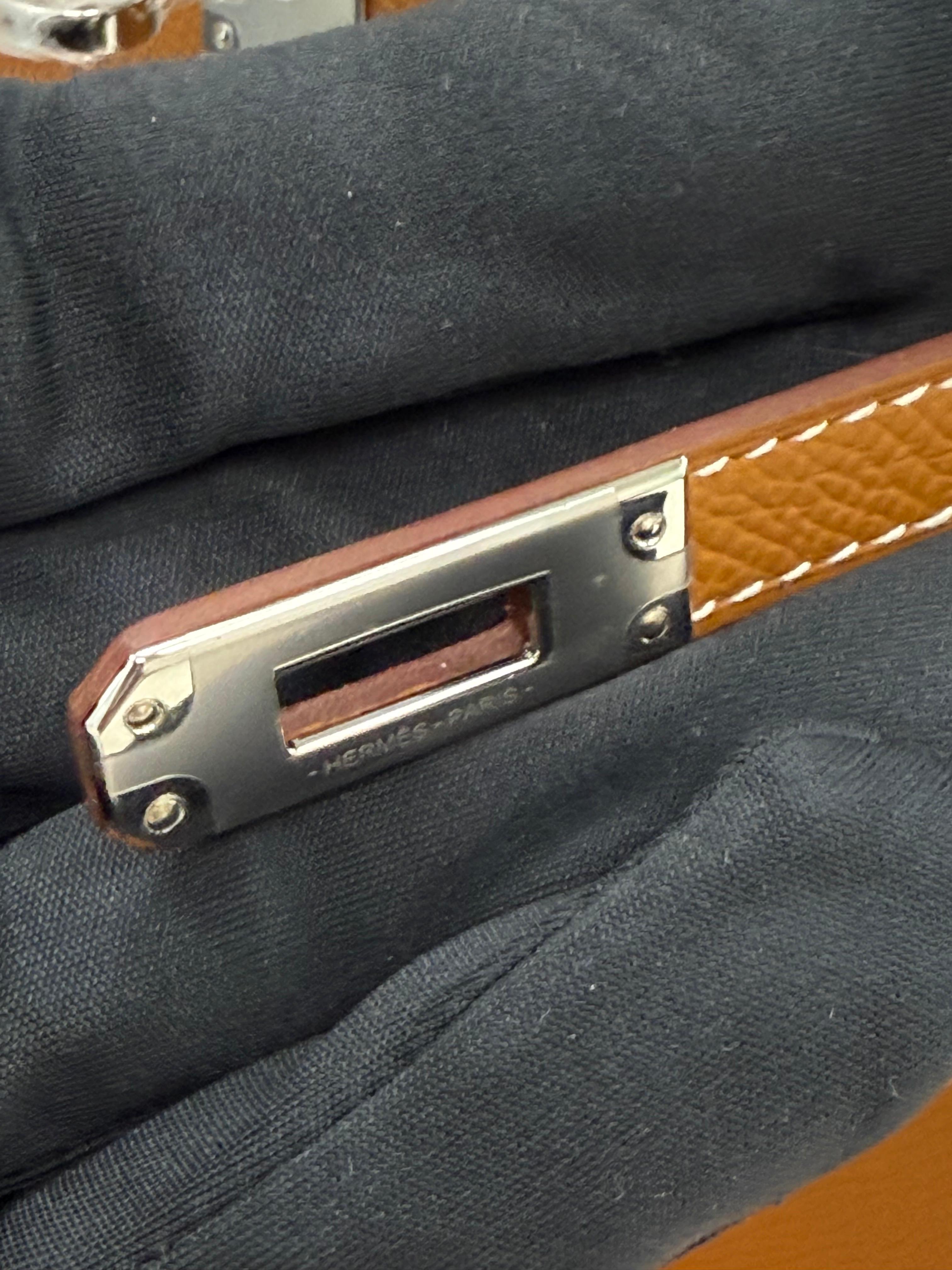 Hermes Kelly Sellier 25 Gold Epsom Leather With Palladium Hardware Handbag For Sale 14