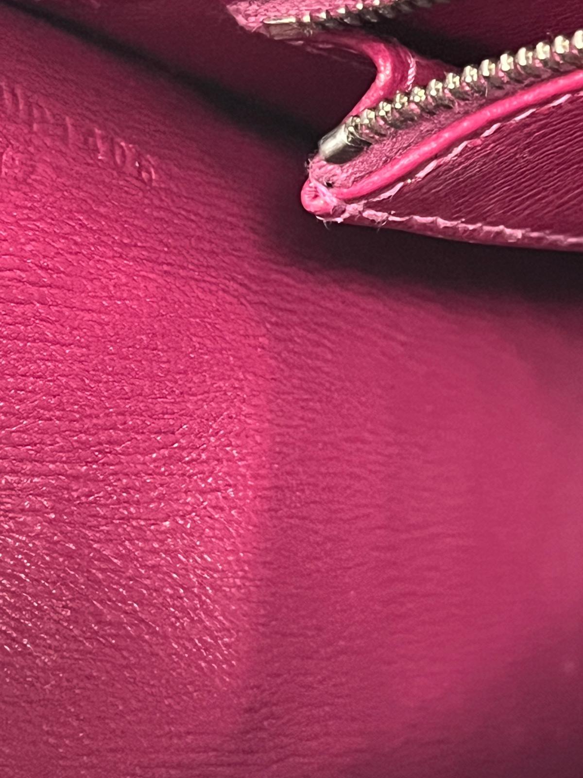 Hermes Kelly Sellier 25 Rose Pourpre Shiny Niloticus Crocodile Palladium en vente 11