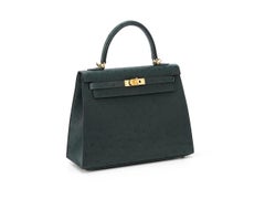 Hermès Kelly Sellier 25 Vert Titien Ostrich Gold Hardware