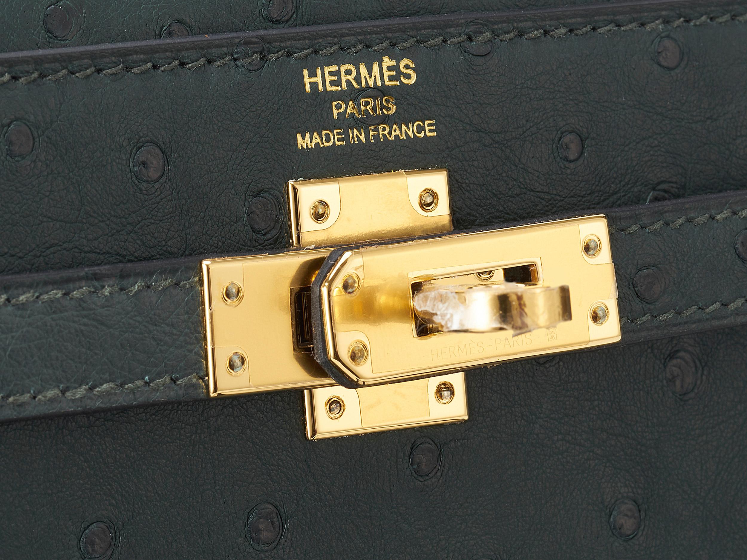 Hermès Kelly Sellier 25 Vert Titien Ostrich Gold Hardware In Excellent Condition For Sale In Berlin, DE