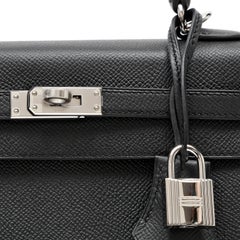 Hermès Kelly 25cm Black Sellier Epsom Leather w PH
