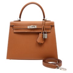 Hermès Kelly Sellier 25cm Handbag in Gold Epsom Leather w PH