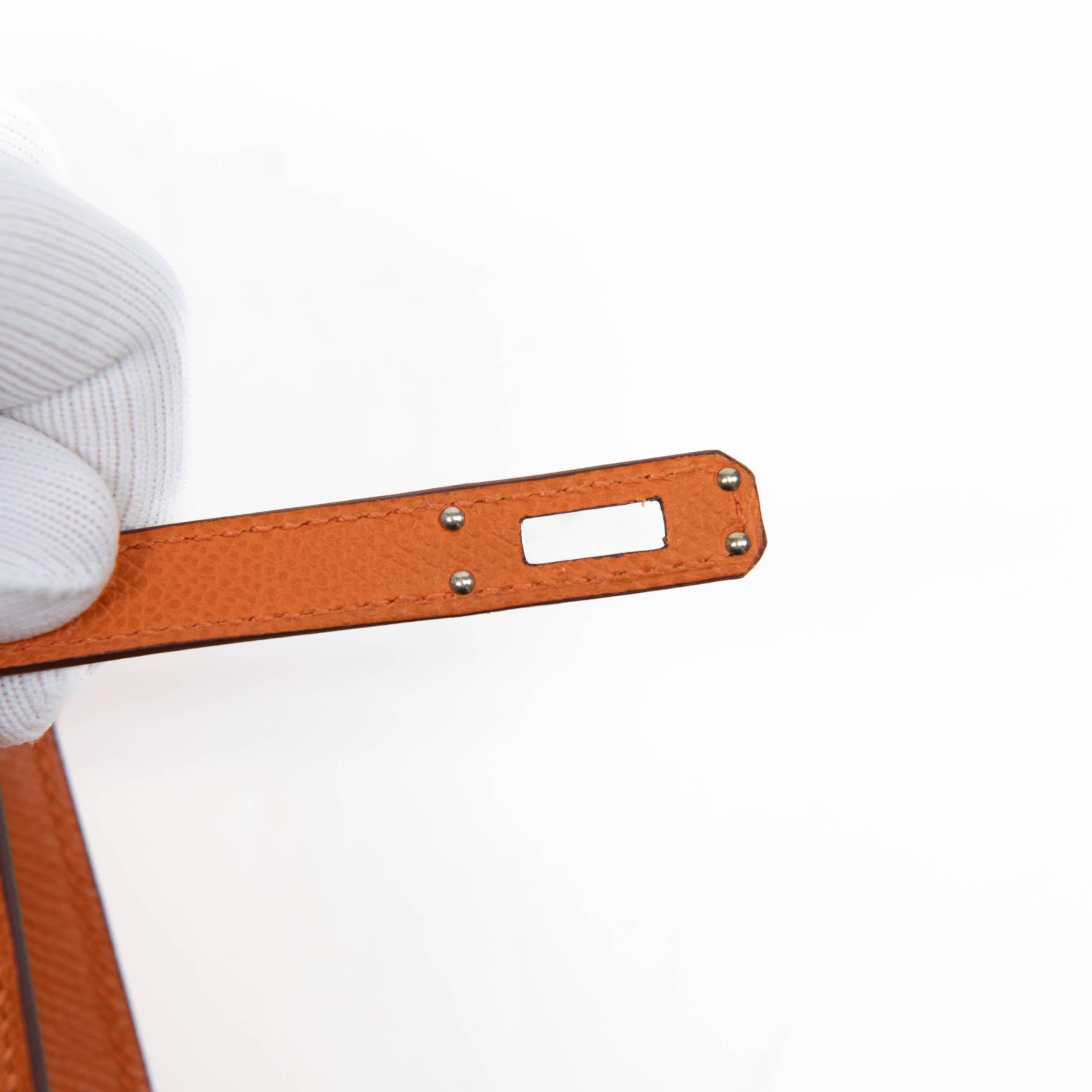 Hermès Kelly Sellier 25cm Orange Epsom Leather Palladium Hardware For Sale 8