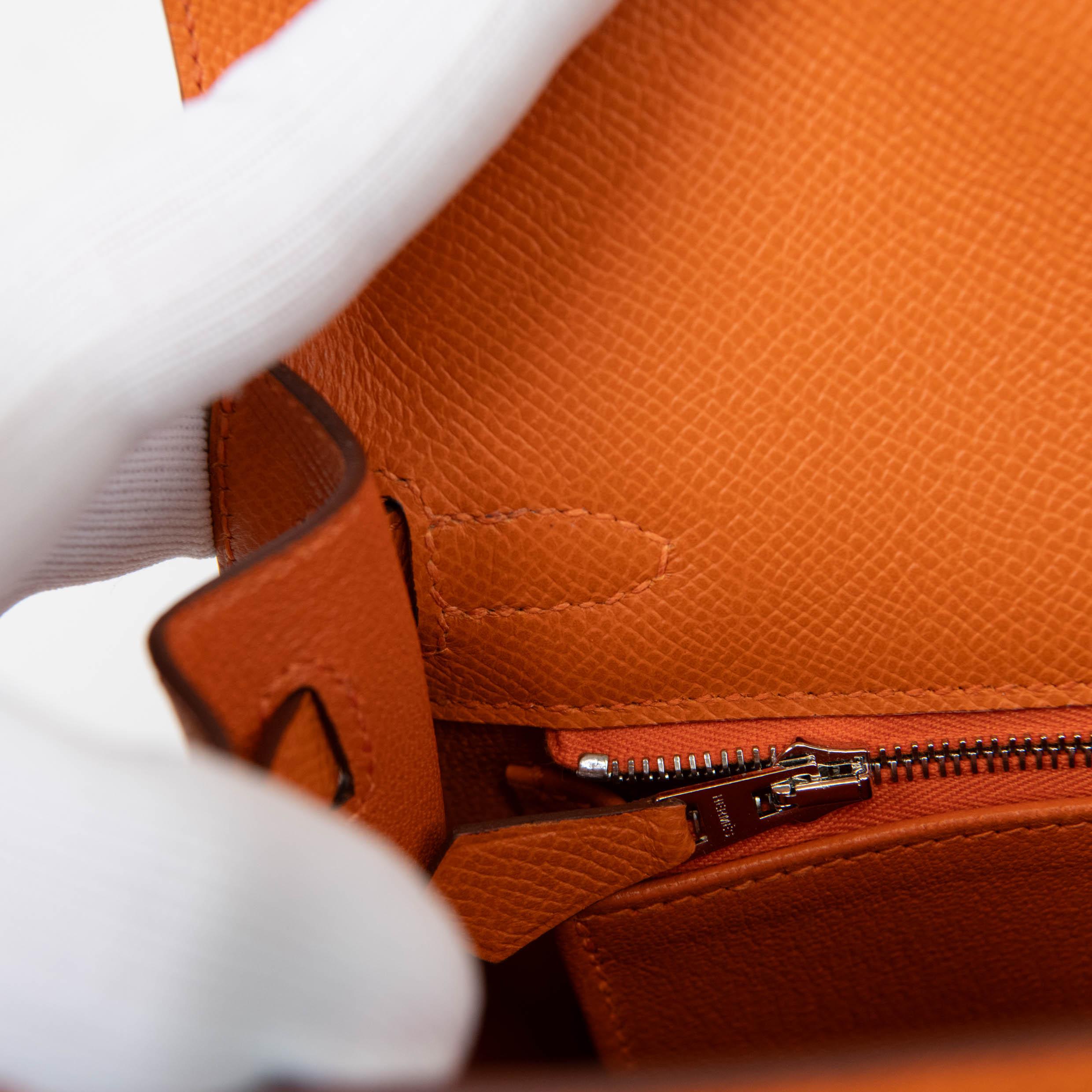 Hermès Kelly Sellier 25cm Orange Epsom Leather Palladium Hardware For Sale 11