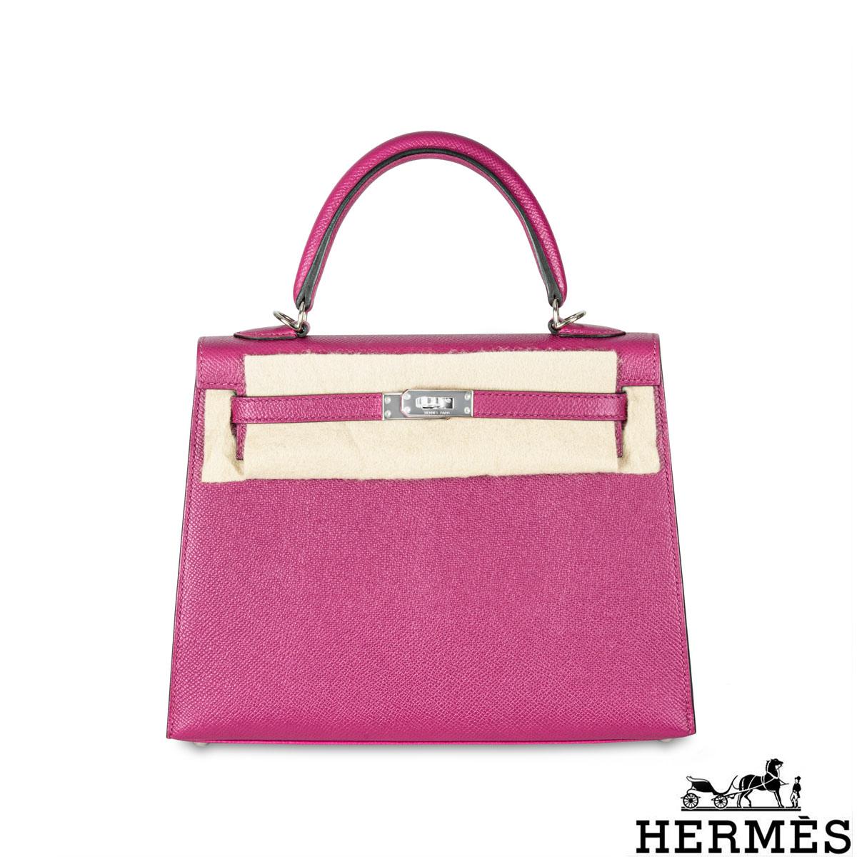 Pink Hermés Kelly Sellier 25cm Rose Pourpre Epsom PHW For Sale