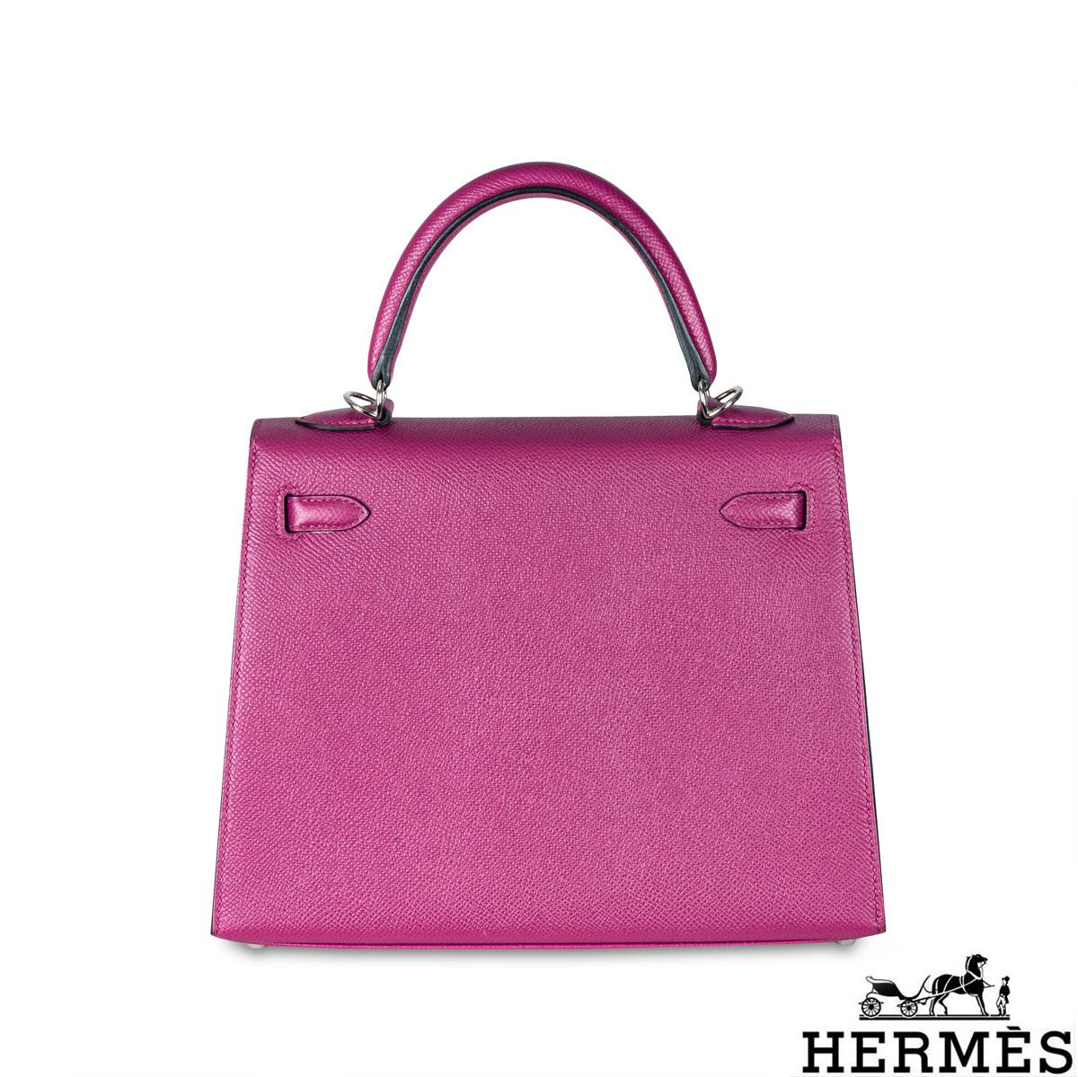 Hermés Kelly Sellier 25cm Rose Pourpre Epsom PHW In Excellent Condition For Sale In London, GB