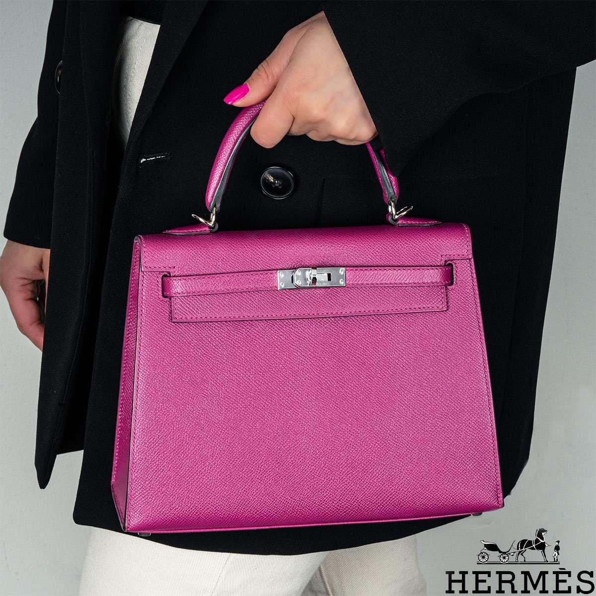 Hermés Kelly Sellier 25cm Rose Pourpre Epsom PHW For Sale 4