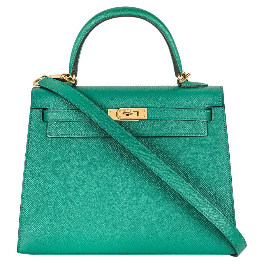 Hermés Kelly Sellier 25cm Vert Verone Veau Epsom GHW For Sale