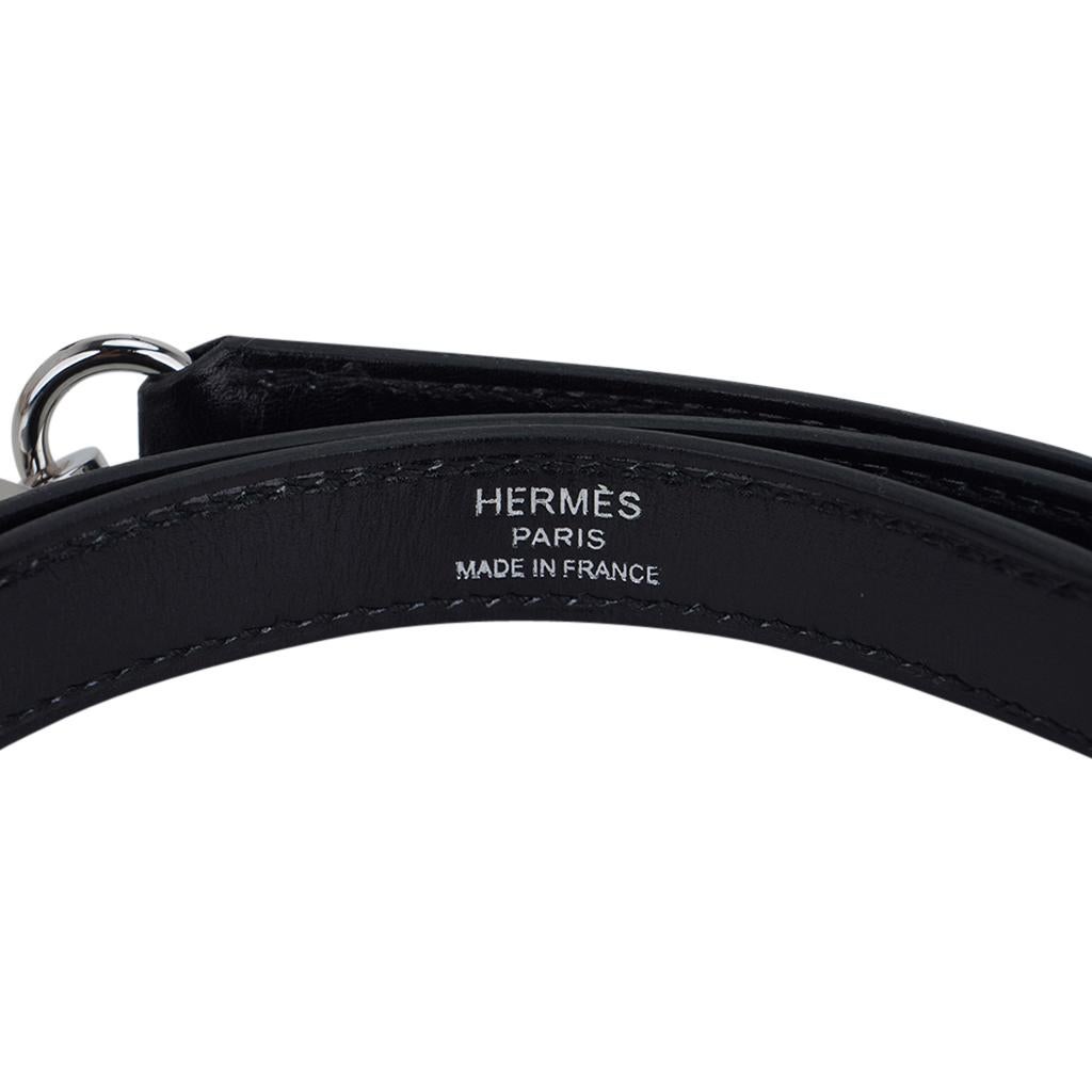 Hermes Kelly Sellier 28 Boîte noire Sac en cuir Palladium en vente 7