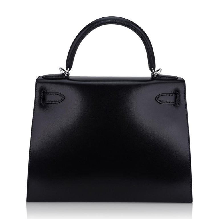 Hermes Kelly Sellier 28 Bag Black Box Leather Palladium Hardware For ...