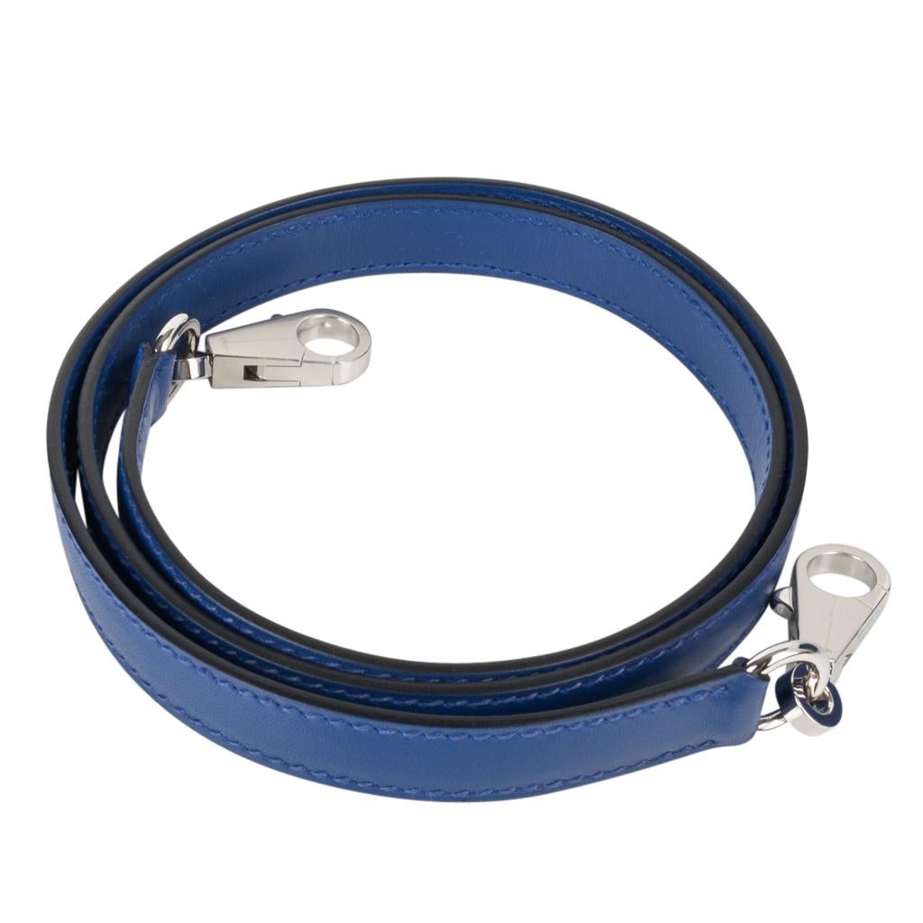 Hermes Kelly Sellier 28 Bag Blue Electric Tadelakt Leather Palladium Hardware  3