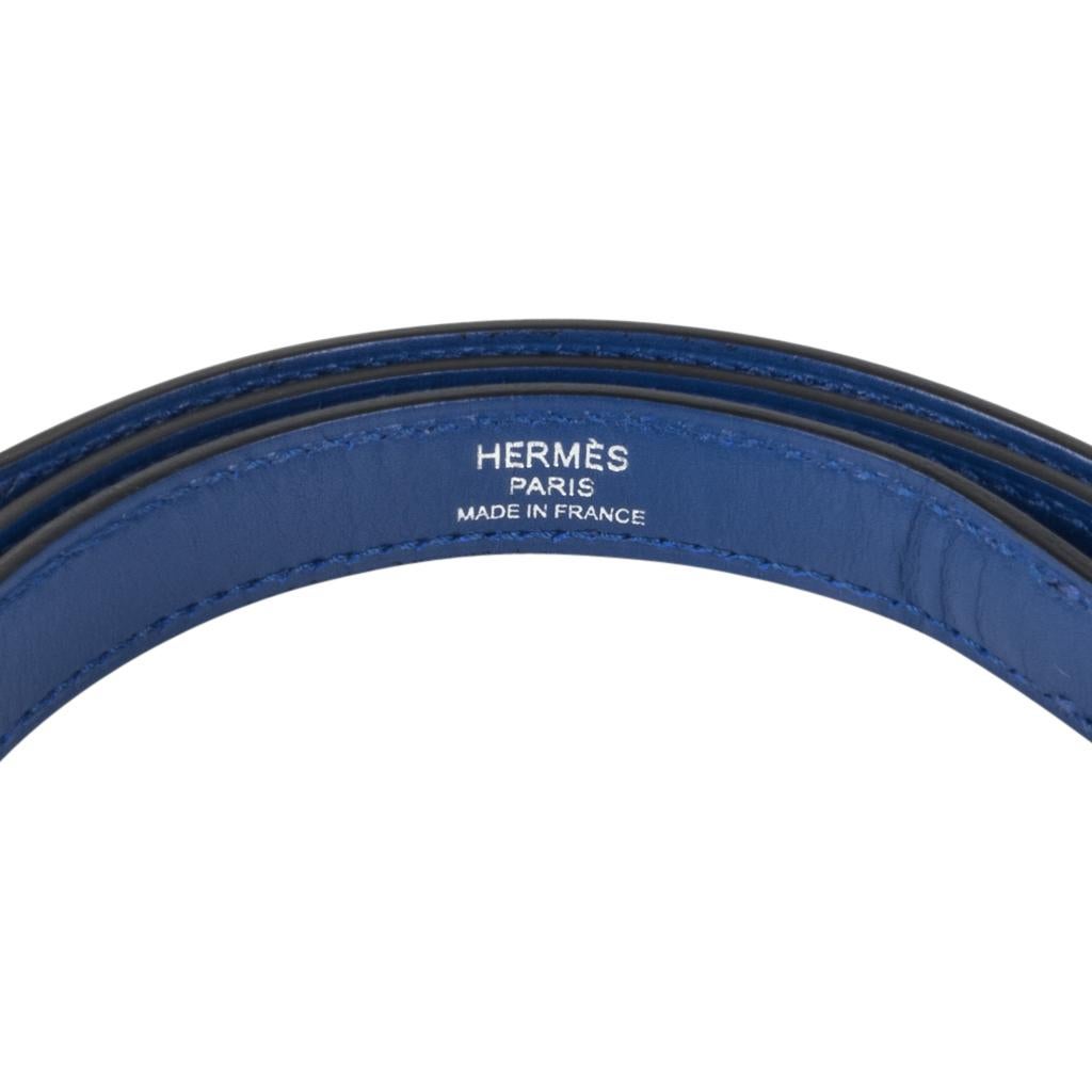 Hermes Kelly Sellier 28 Bag Blue Electric Tadelakt Leather Palladium Hardware  4