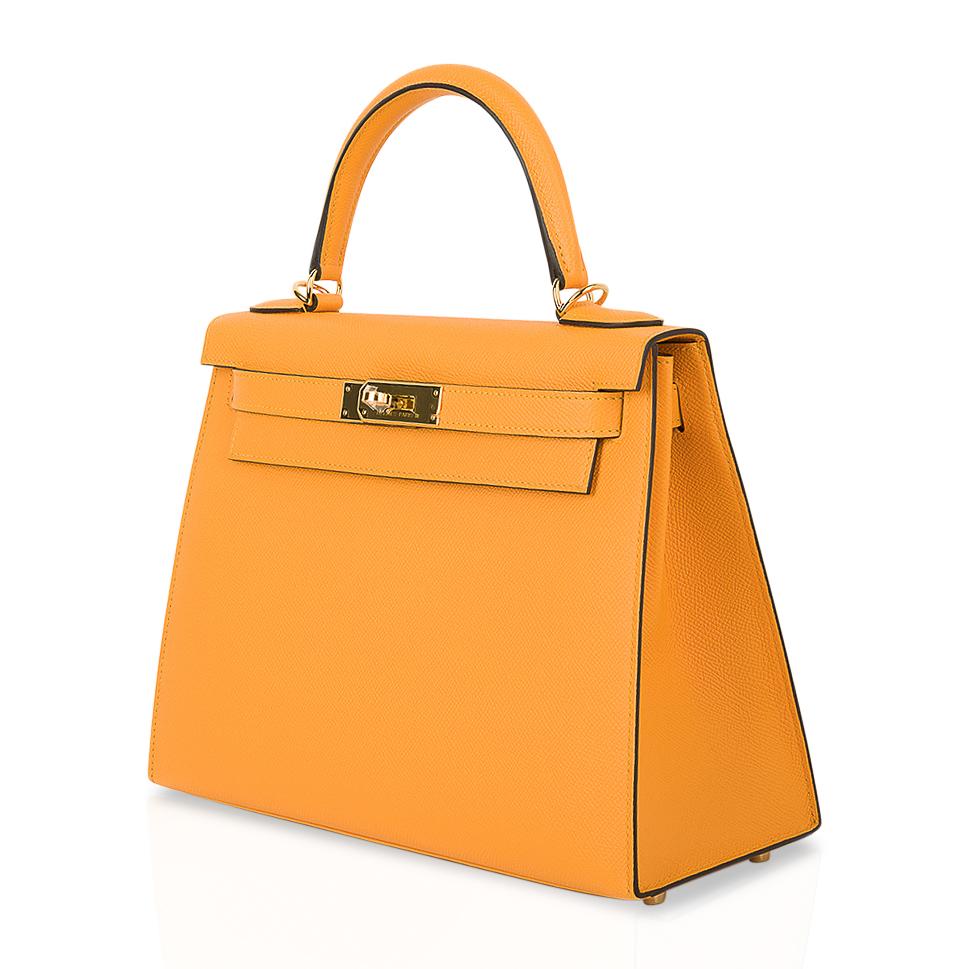 Women's Hermes Kelly Sellier 28 Bag Jaune D'Or HSS Epsom Leather Gold Hardware 