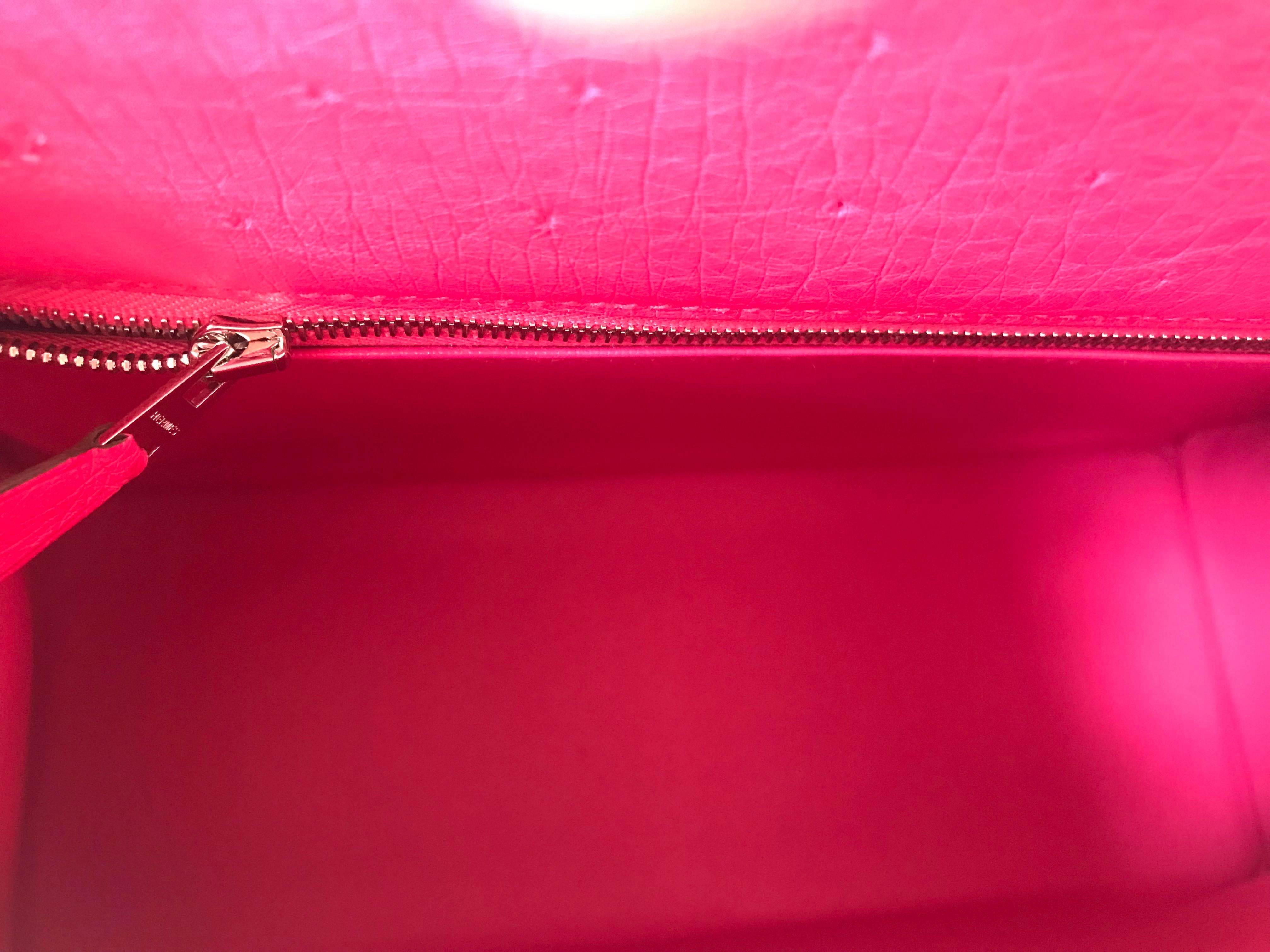 Hermes Kelly Sellier 28 Bag Ostrich Rare Rose Tyrien Pink Palladium Hardware 1