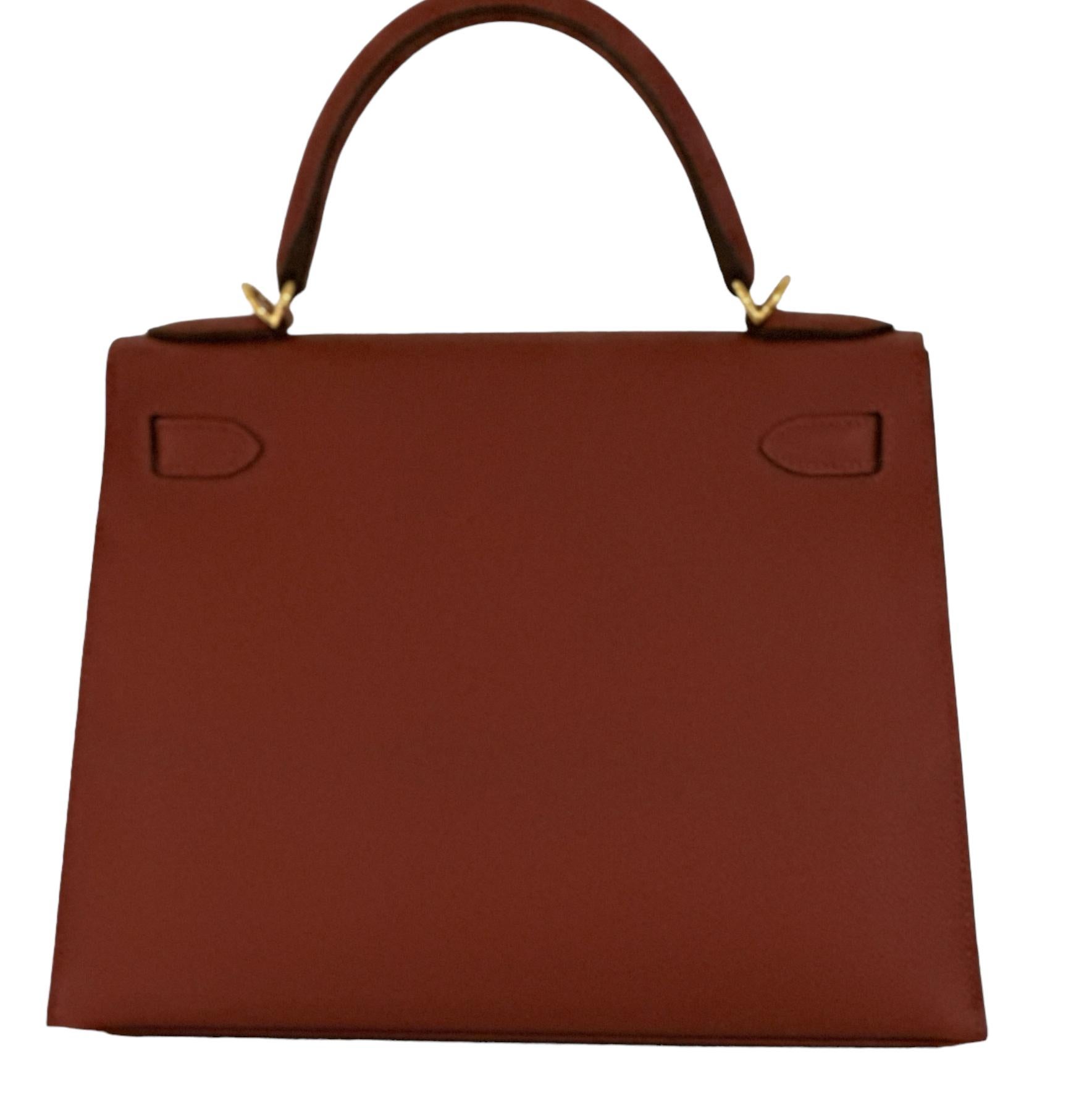 Hermes Kelly Sellier 28 Bag Rouge Venetian Epsom Gold Hardware New In New Condition For Sale In West Chester, PA