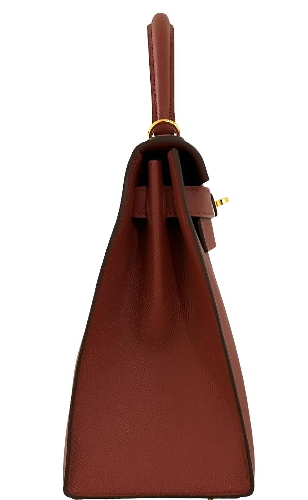 Women's or Men's Hermes Kelly Sellier 28 Bag Rouge Venetian Epsom Gold Hardware New For Sale