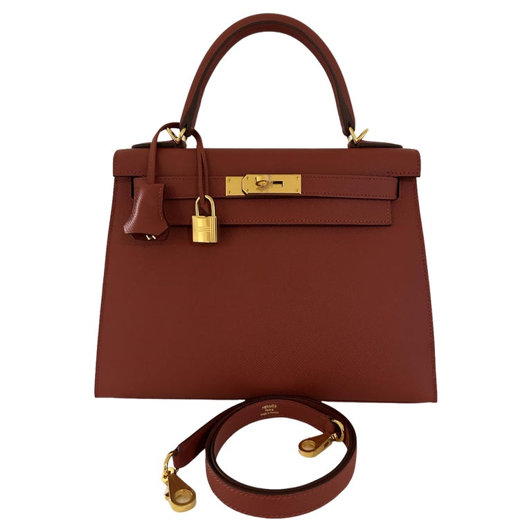 Hermes Kelly 28 Sellier Epsom Leather Rouge Casaque Red Gold Hardware For  Sale at 1stDibs