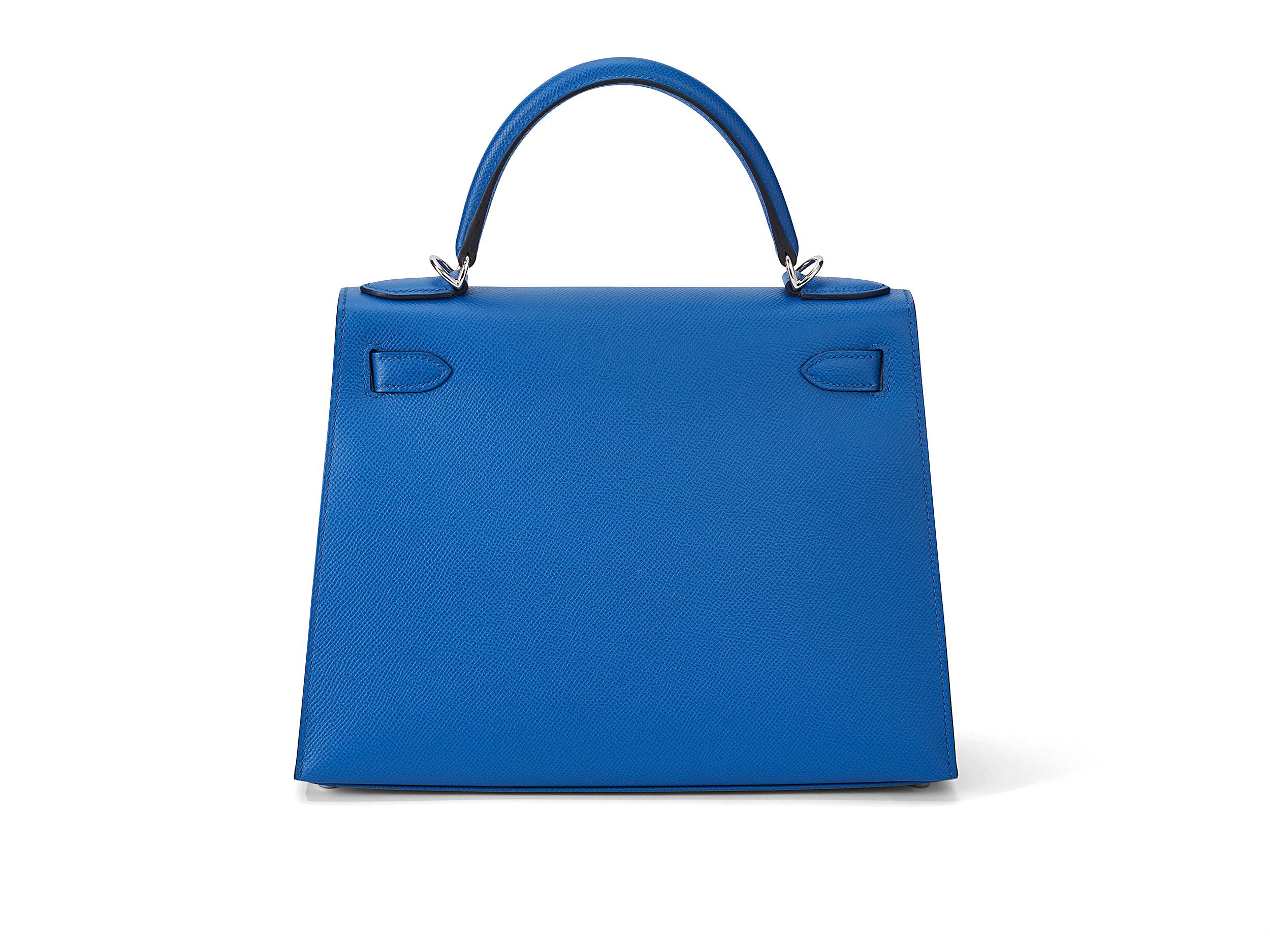 Hermès Kelly Sellier 28 Bleu France Epsom Palladium Hardware Neuf - En vente à Berlin, DE