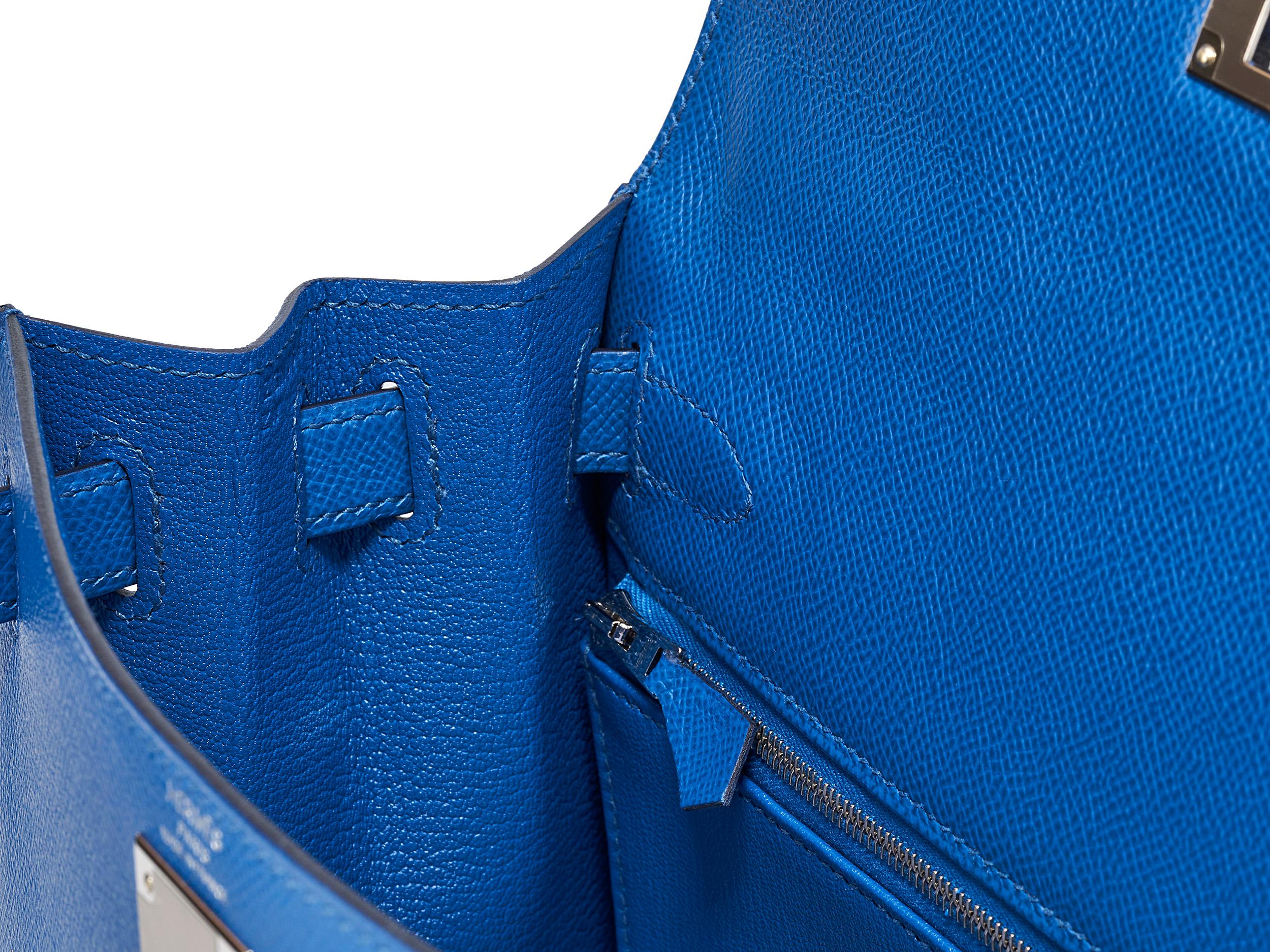 Hermès Kelly Sellier 28 Bleu France Epsom Palladium Hardware en vente 2