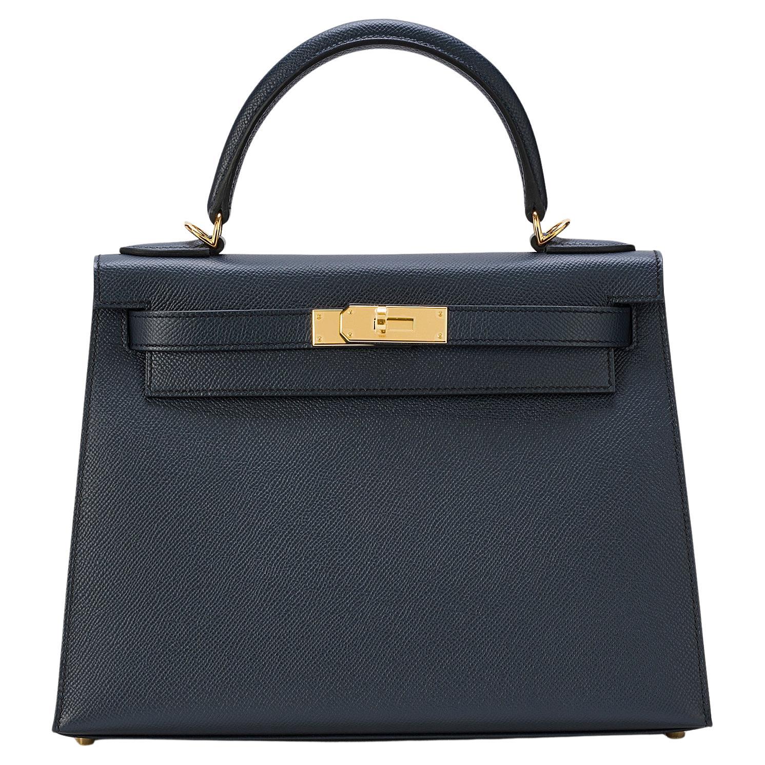 Hermès Kelly Sellier 28 Bleu Indigo Epsom Gold Hardware