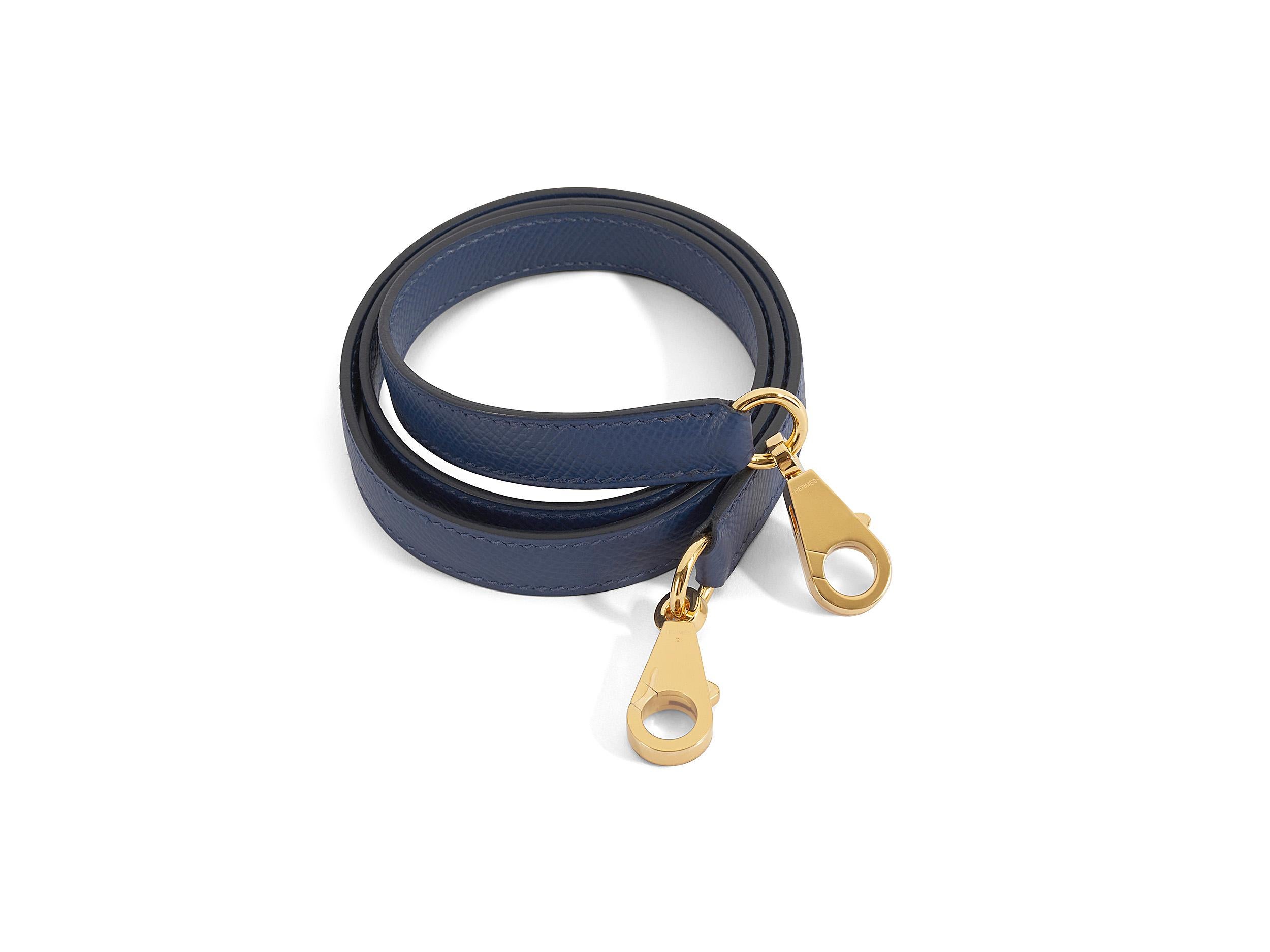 Hermès Kelly Sellier 28 Bleu Saphir Epsom Gold Hardware in vendita 5
