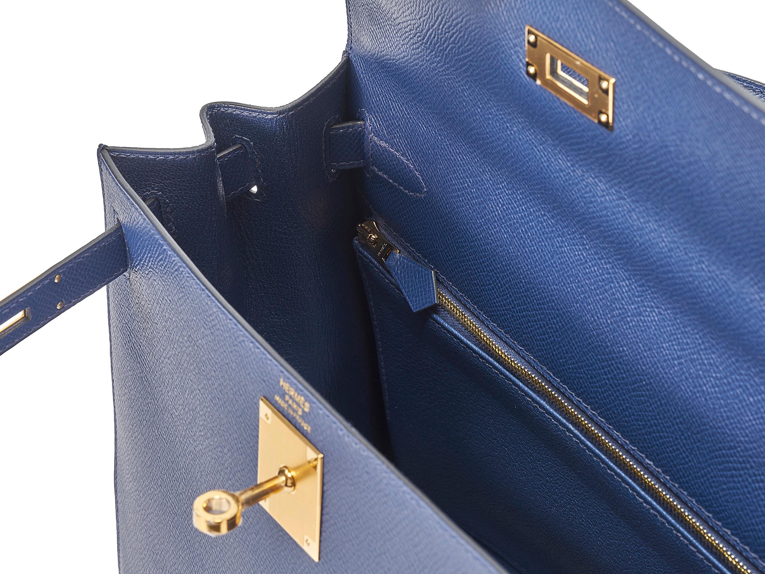 Hermès Kelly Sellier 28 Bleu Saphir Epsom Gold Hardware in vendita 1