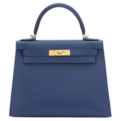 Hermès Kelly Sellier 28 Bleu Saphir Epsom Gold Hardware