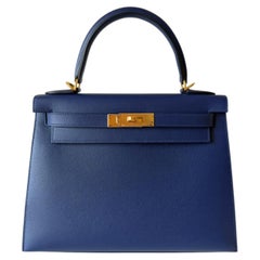 Hermès Kelly Sellier 28 Bleu Saphir Epsom Gold Hardware