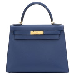 Hermès Kelly Sellier 28 Bleu Saphir Epsom Gold Hardware