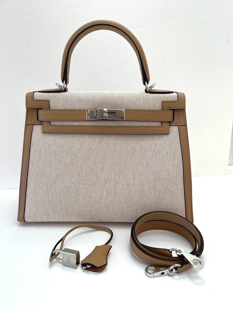 Hermès Kelly Chai Epsom Sellier 20 Palladium Hardware, 2022 (Like New), Beige/Silver Womens Handbag
