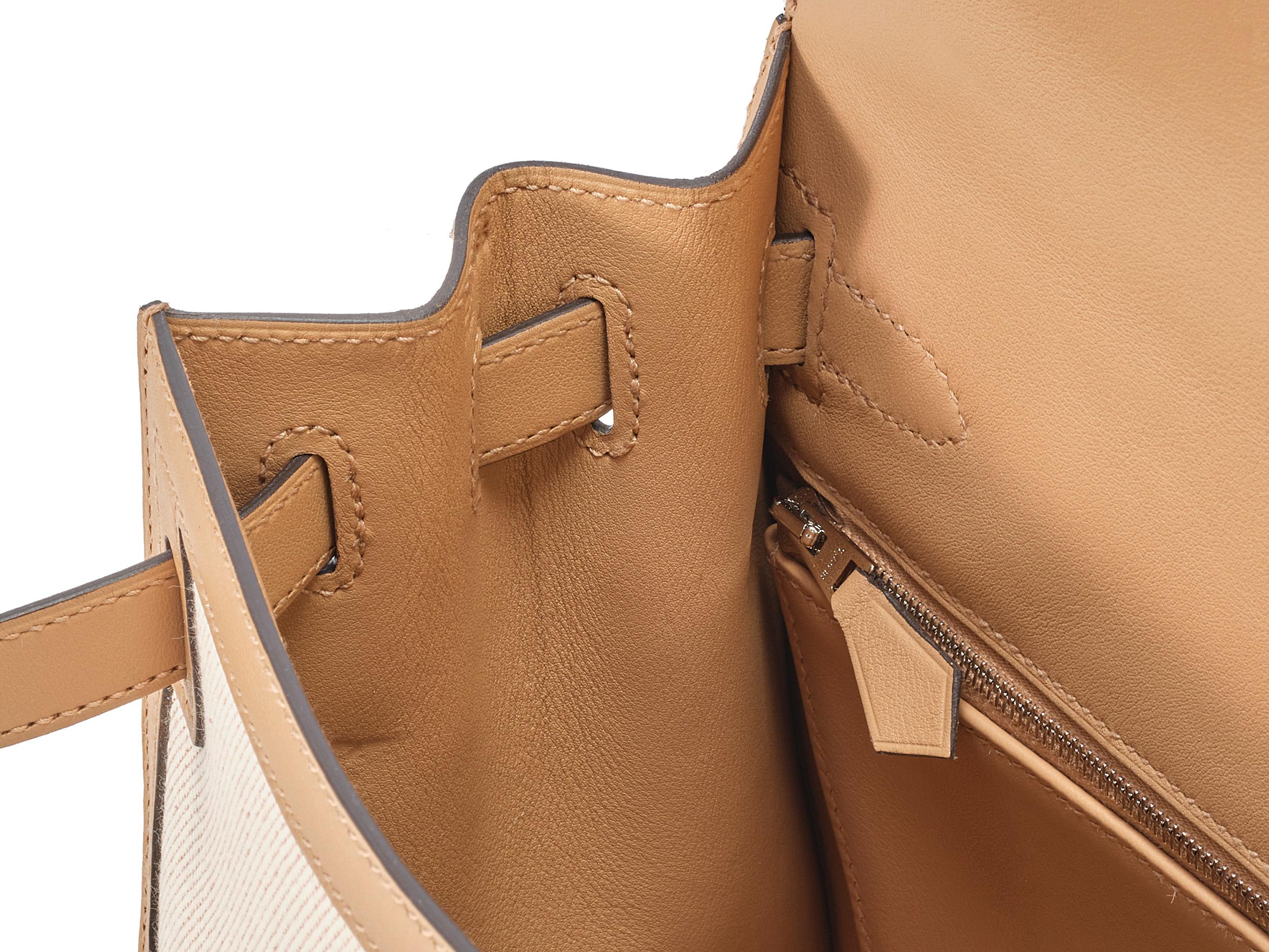 Hermès Kelly Sellier 28 Ecru-Beige / Chai Toile Palladium Hardware im Angebot 3