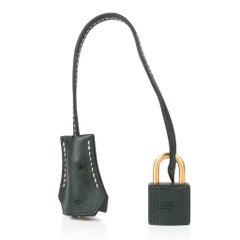 Hermes Kelly Sellier 28 HSS Bag Gris Agate / Vert Titien Ostrich Gold Hardware