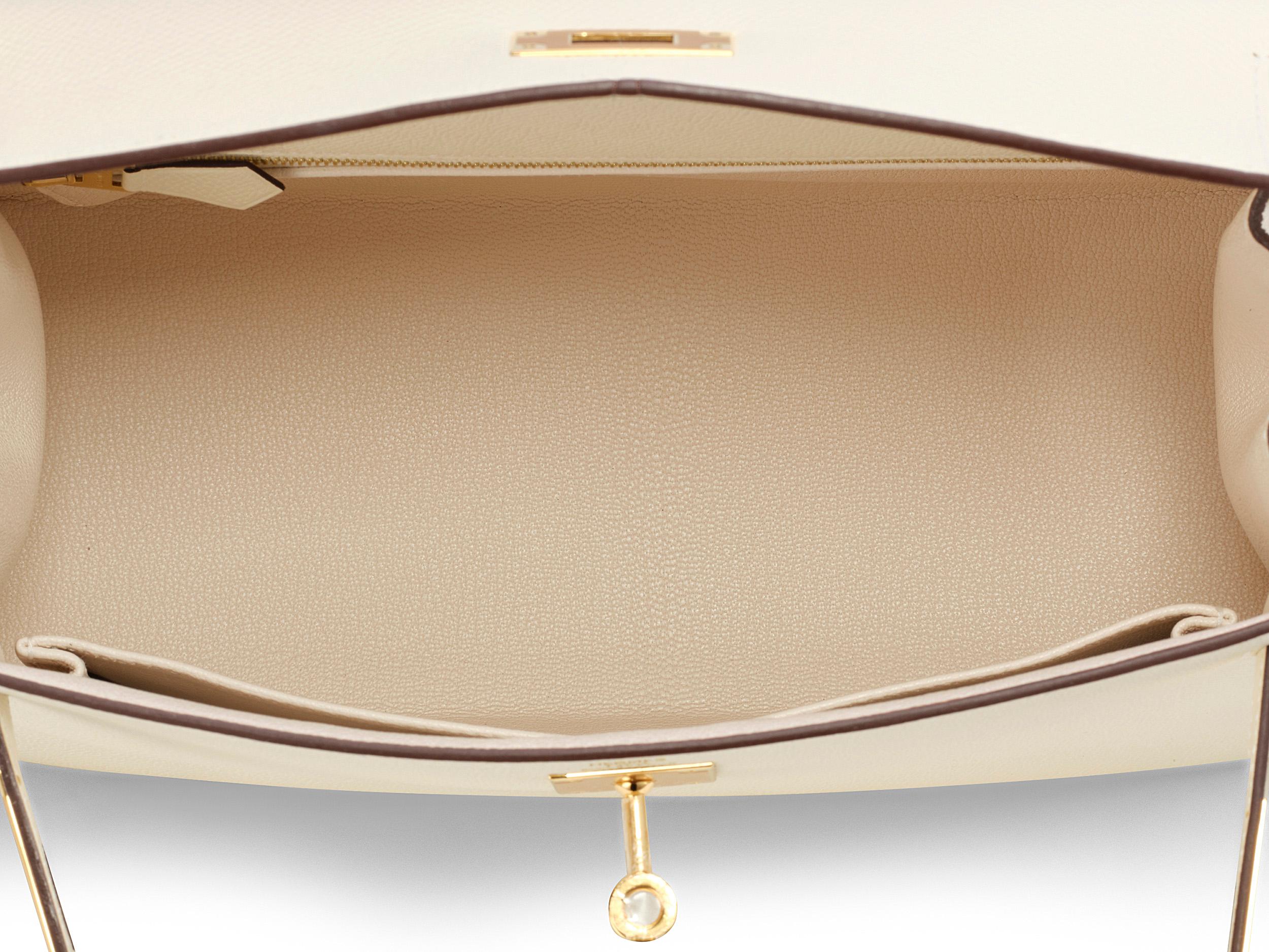 Hermès Kelly Sellier 28 Nata Epsom Gold Hardware im Angebot 2