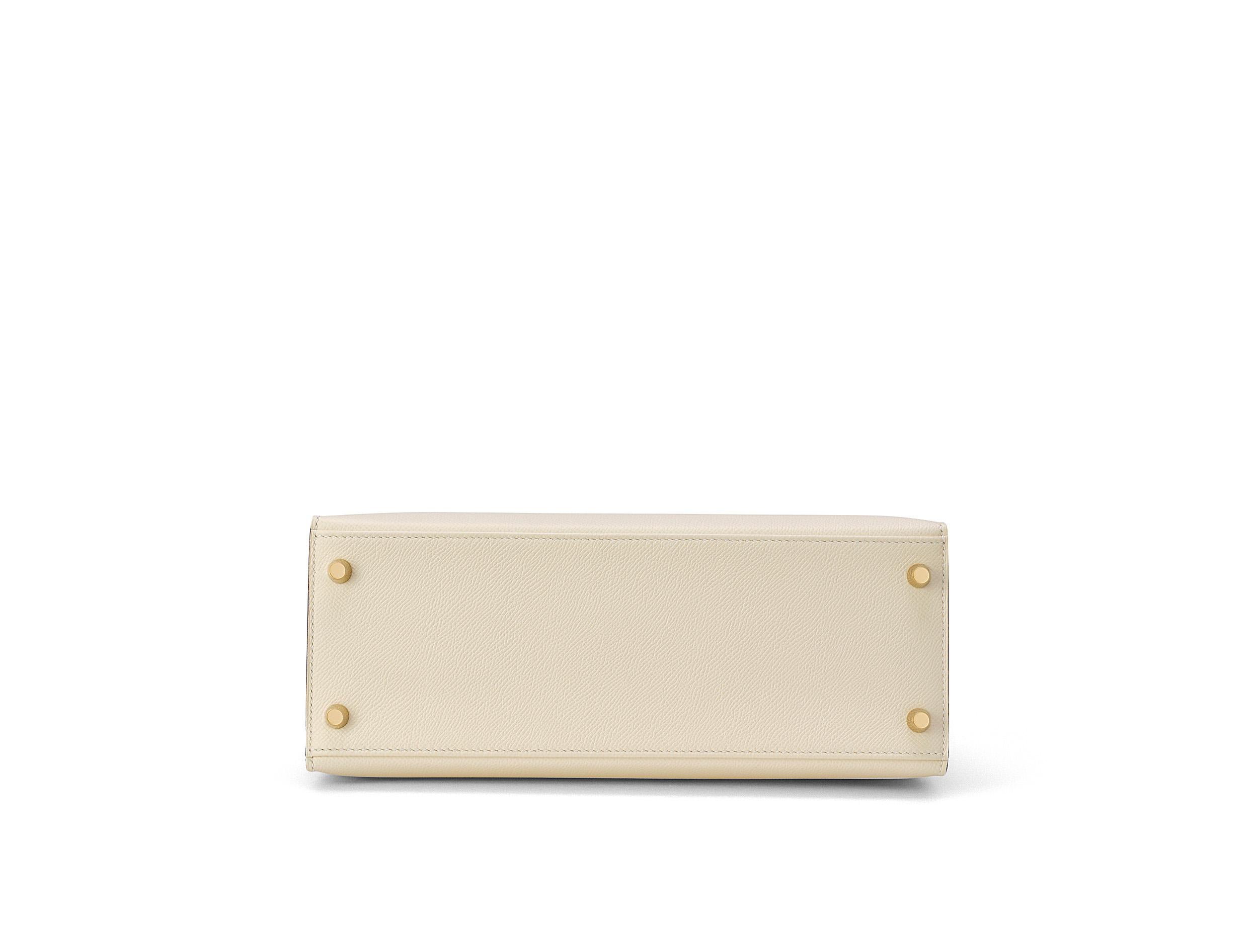 Hermès Kelly Sellier 28 Nata Epsom Gold Hardware im Angebot 3