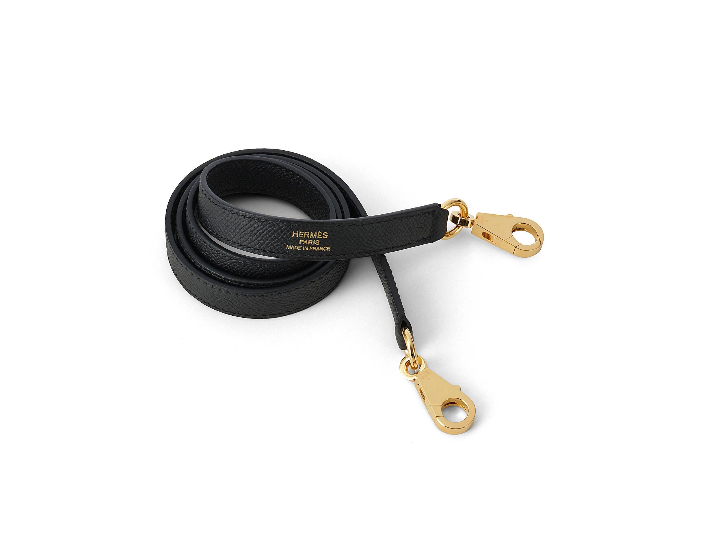 Hermès Kelly Sellier 28 Negro Herrajes de oro de Epsom en venta 5