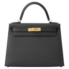 Hermès Kelly Sellier 28 Noir Epsom Gold Hardware
