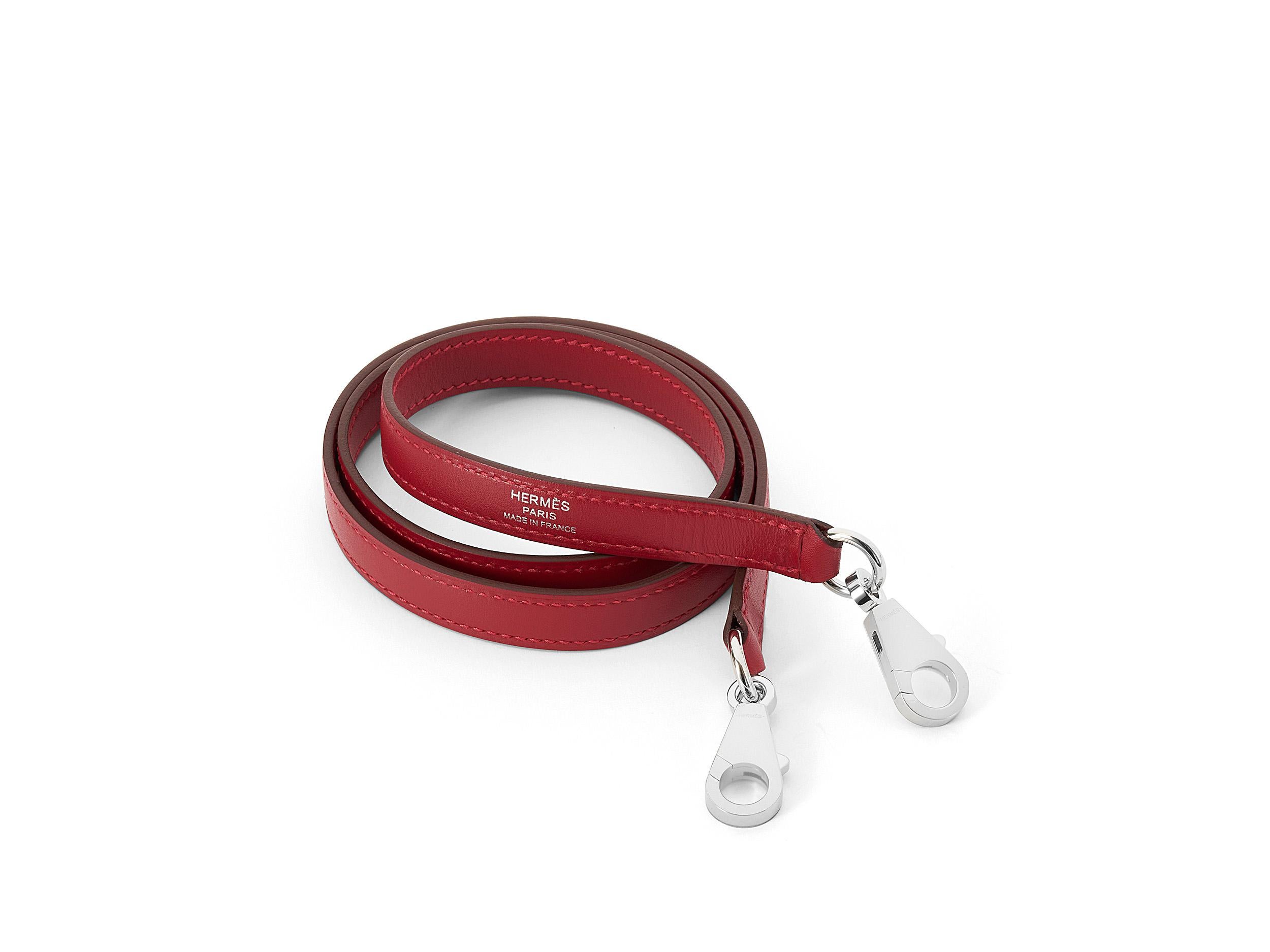 Hermès Kelly Sellier 28 Rouge Vif Tadelakt Palladium Hardware im Angebot 6