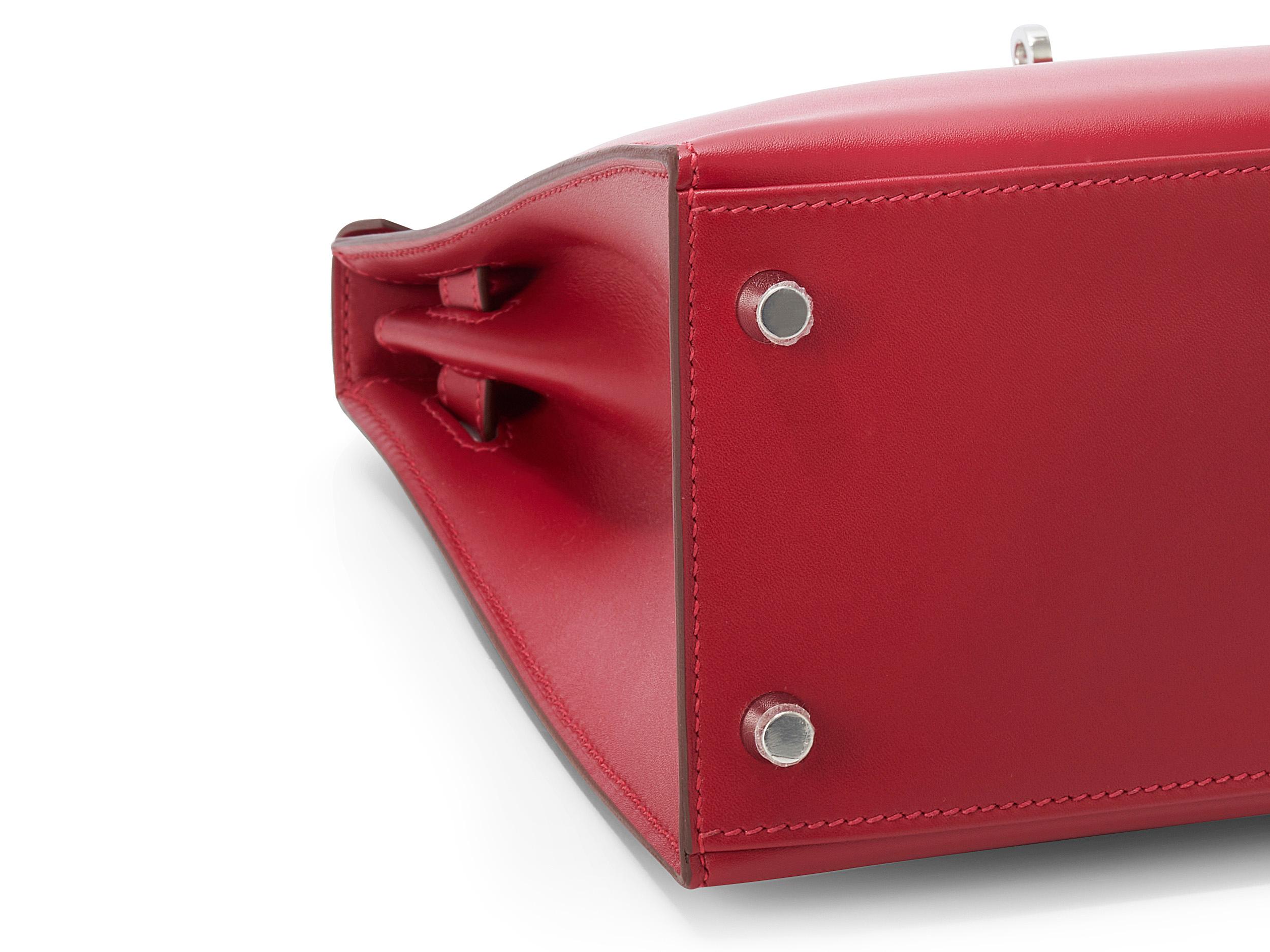 Hermès Kelly Sellier 28 Rouge Vif Tadelakt Palladium Hardware für Damen oder Herren im Angebot
