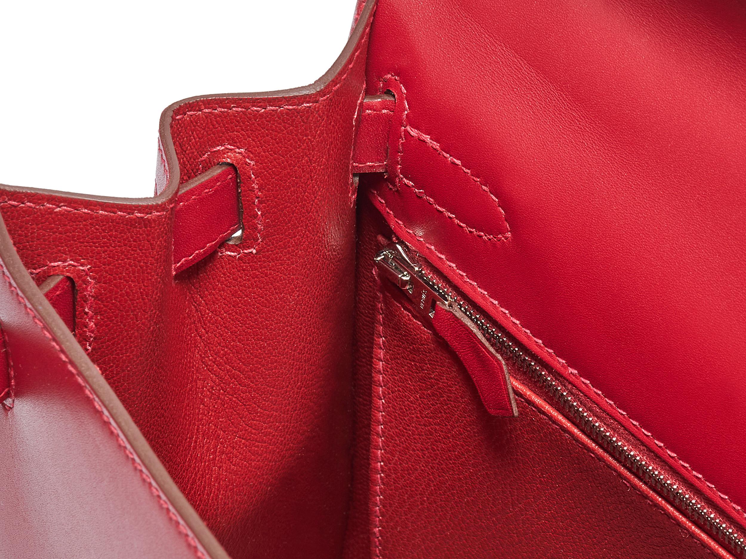 Hermès Kelly Sellier 28 Rouge Vif Tadelakt Palladium Hardware im Angebot 3