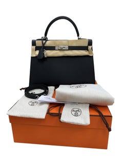 Hermès Kelly Sellier 32 Black Epsom Leather With Palladium Hardware