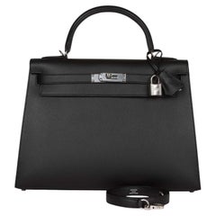 Hermès Kelly Sellier 32 Black Epsom Leather With Palladium Hardware