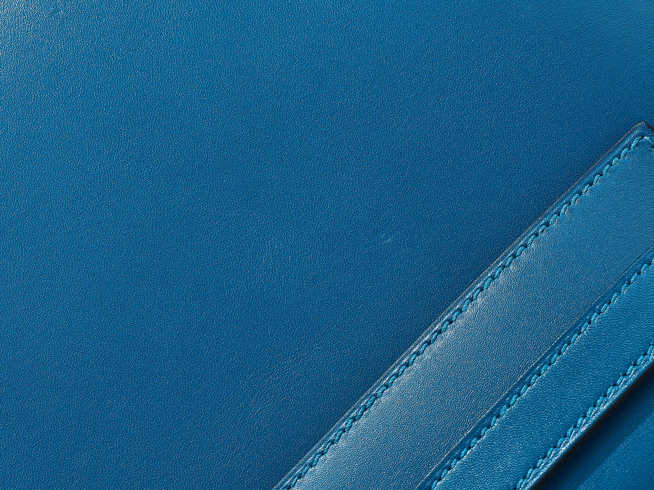 Hermès Kelly Sellier 32 Bleu Izmir Tadelakt Gold Hardware en vente 7