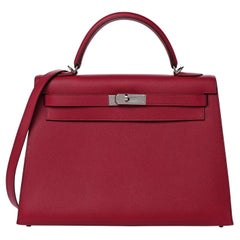 Hermes Kelly Sellier 32 Cuir Epsom Rubis Quincaillerie Palladium Sac à main