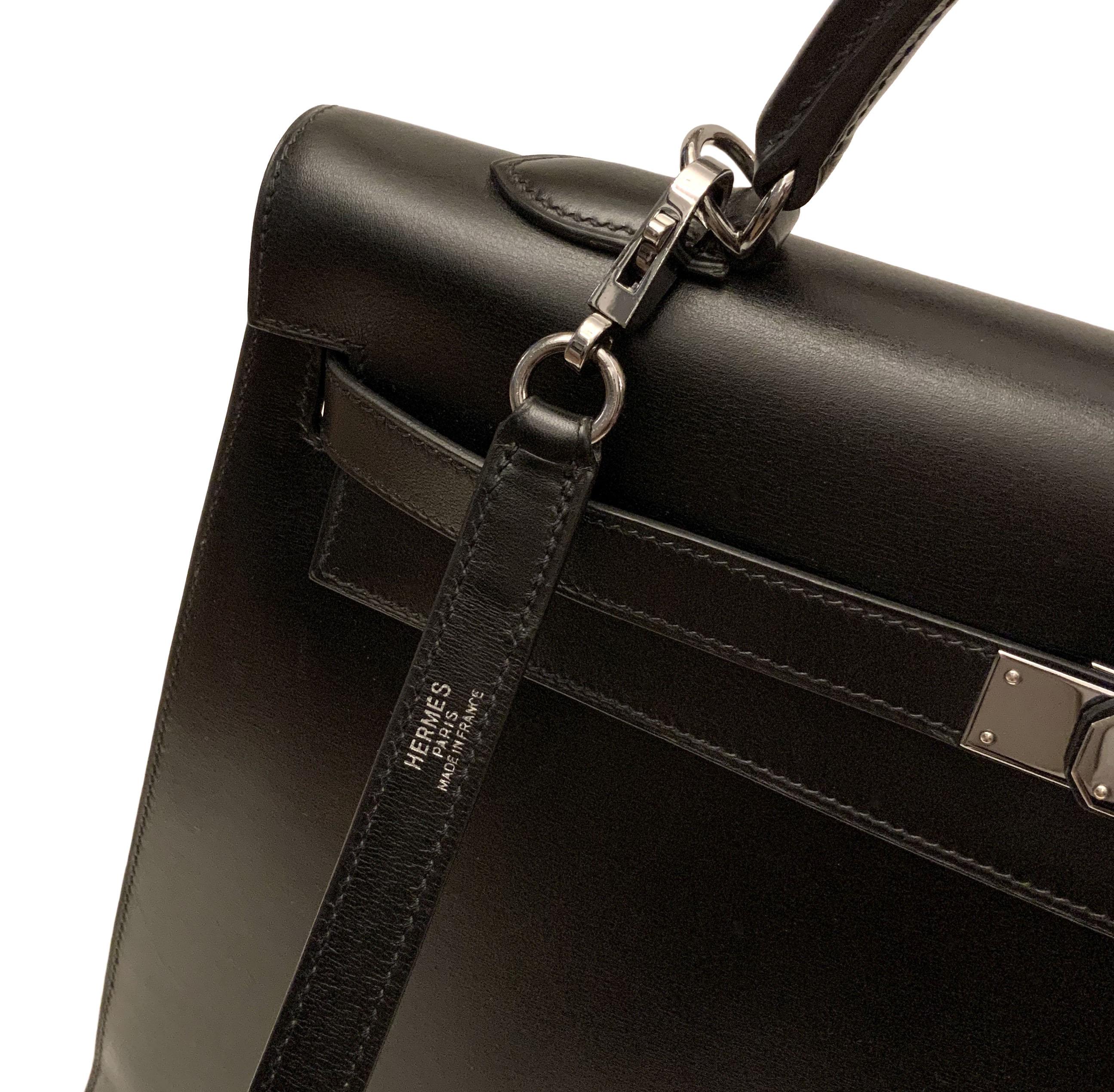 Hermès Kelly Sellier 35 Black Box Leather Bag 6