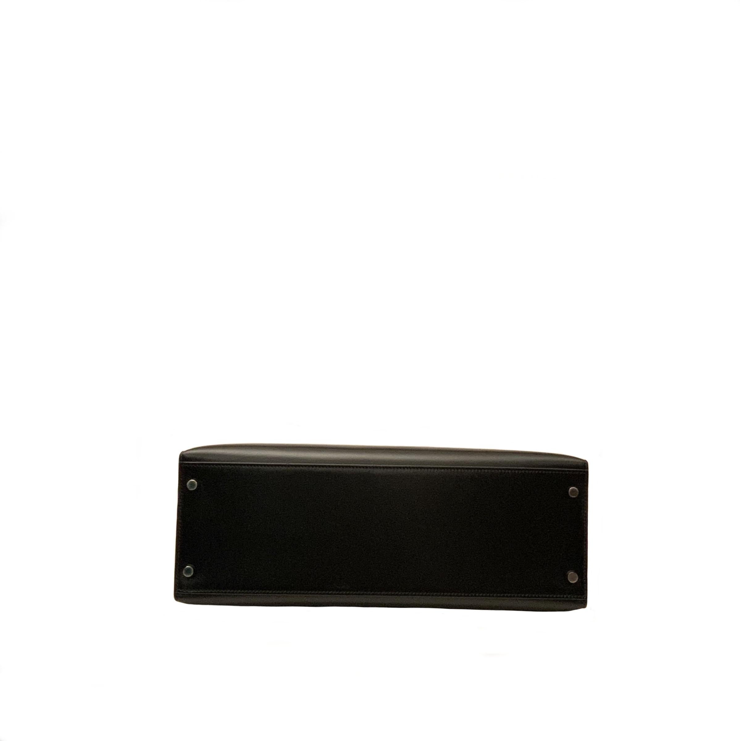 Hermès Kelly Sellier 35 Black Box Leather Bag 1