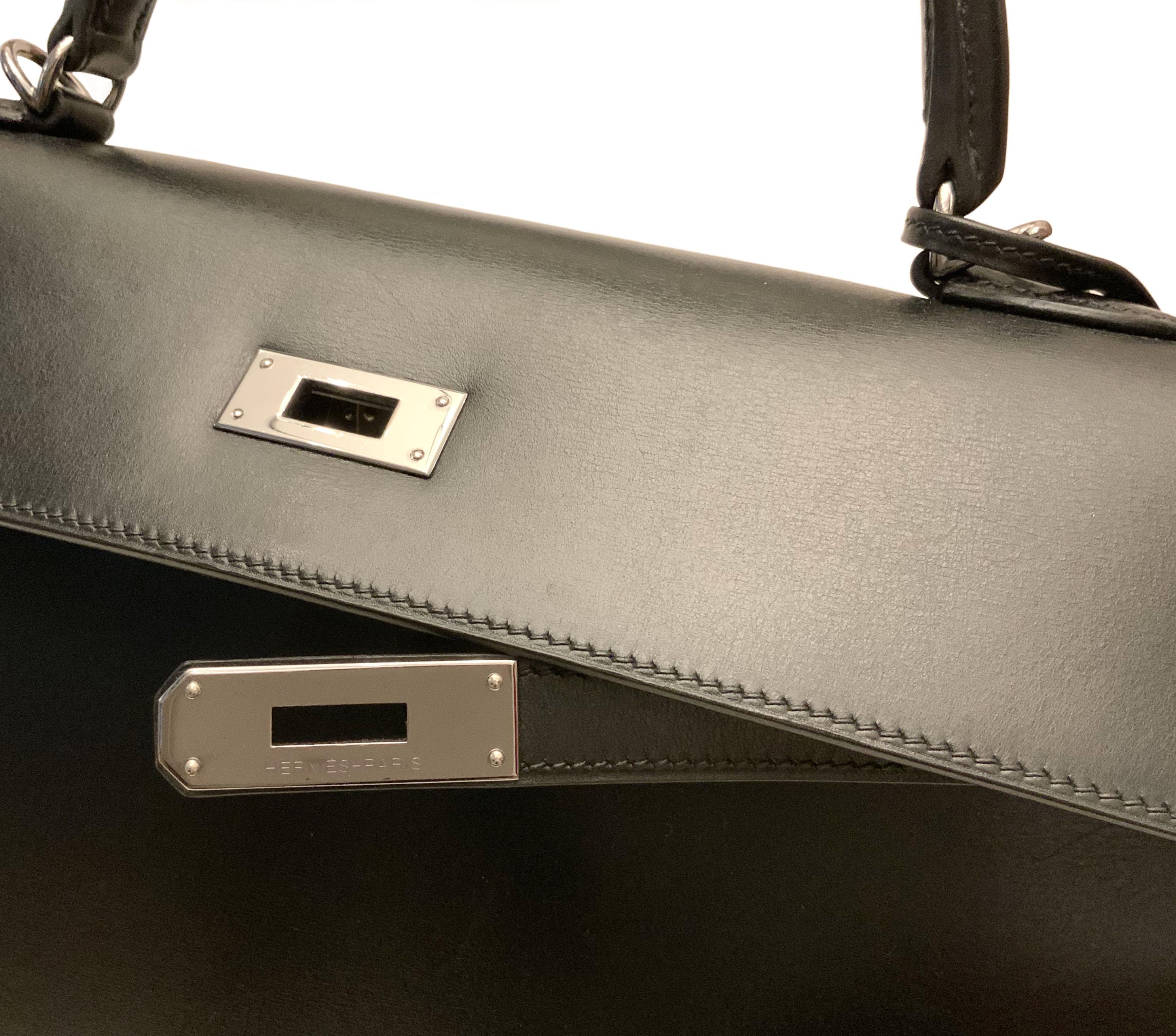 Hermès Kelly Sellier 35 Black Box Leather Bag 3
