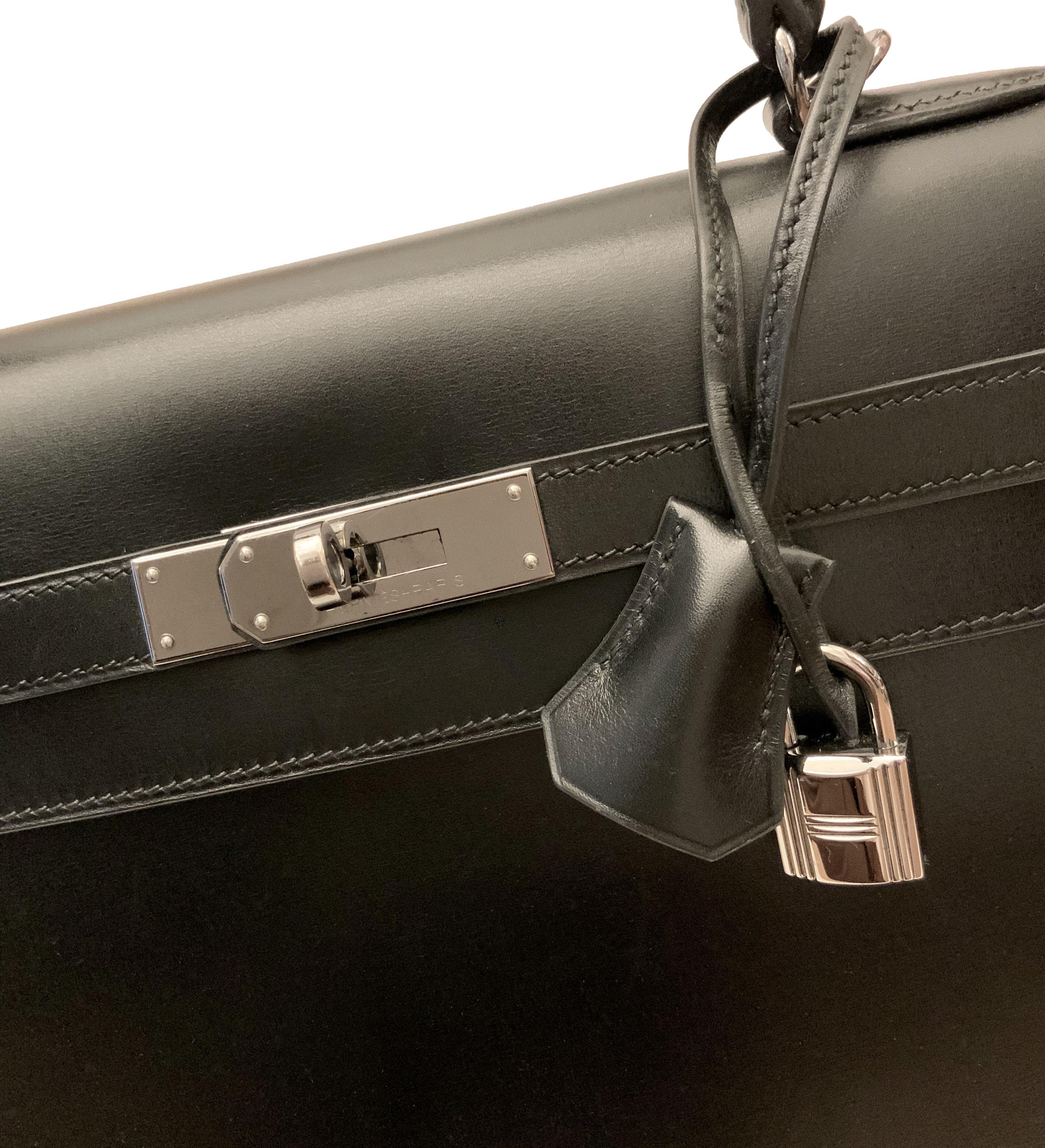 Hermès Kelly Sellier 35 Black Box Leather Bag 4