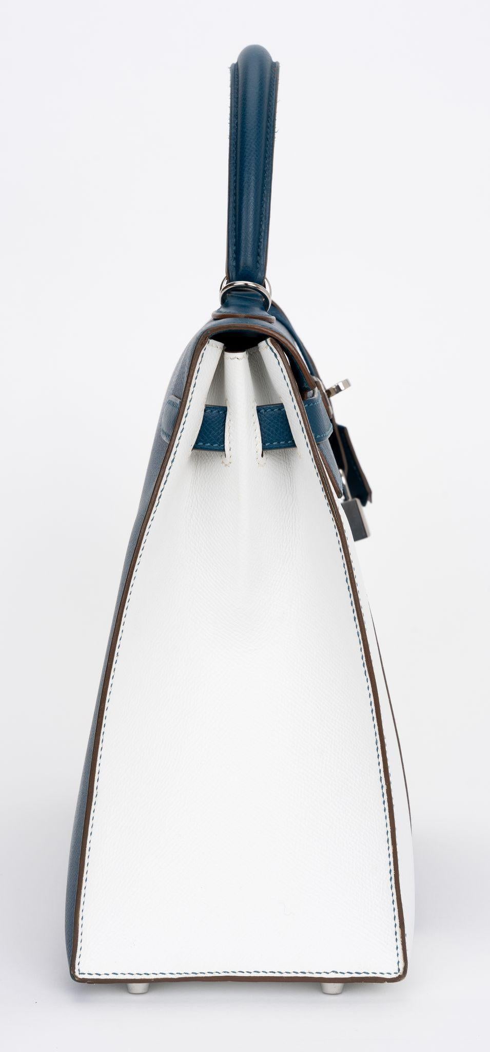 Hermès Kelly Sellier 35 Flag Blue White 8