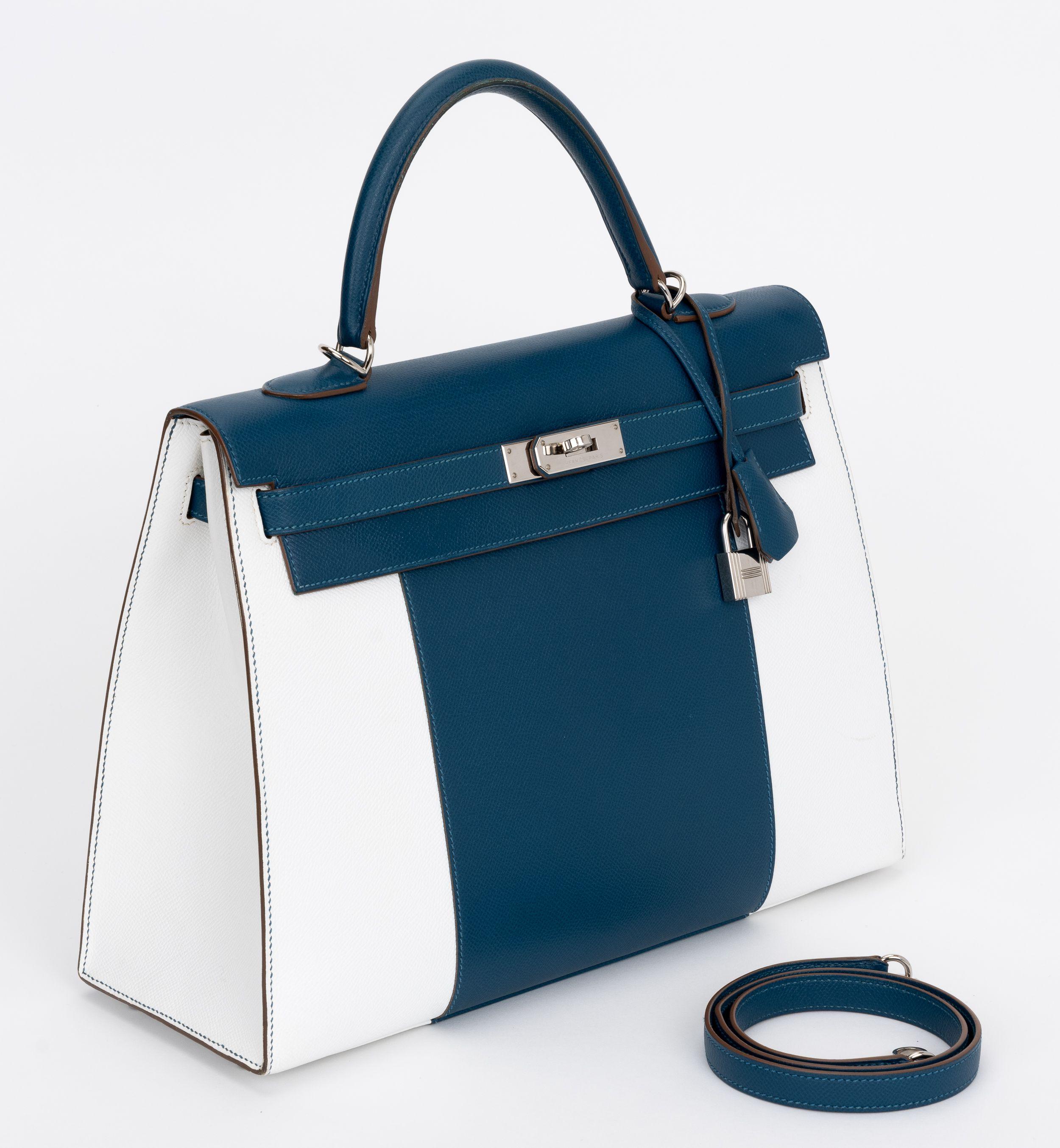 Hermès Kelly Sellier 35 Flag Blue White 9