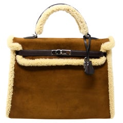 Hermès Kelly Sellier 35cm Teddy Shearling Bag PHW (Pre Owned)